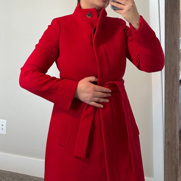 J.Crew Double-Cloth Funnel Coat in Authentic Red - Picture 2 of 7
